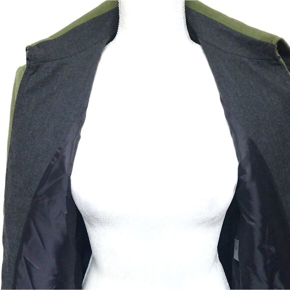 TAHARI Arthur Levine Wool Olive Green Trench Coat - Picture 4 of 8